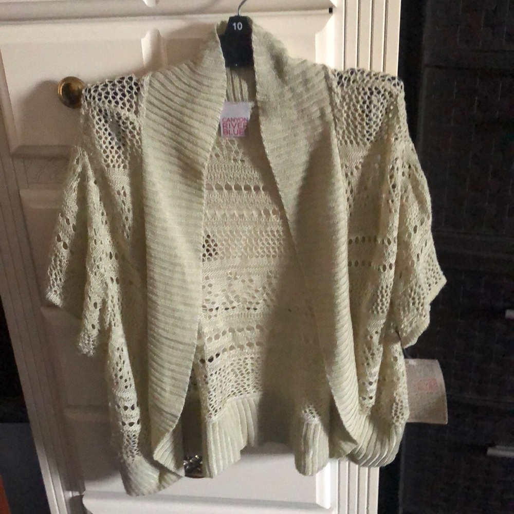 Tan gold NWT Shrug Open Knit Design